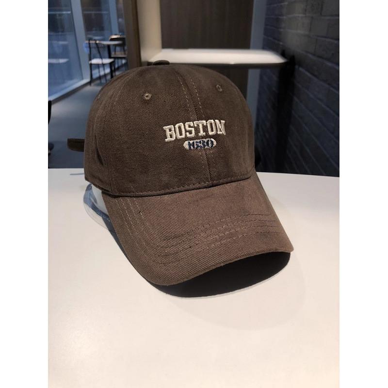 Boston Letter Embroidered Baseball Cap With Breathable Cotton For Casual Streetwear