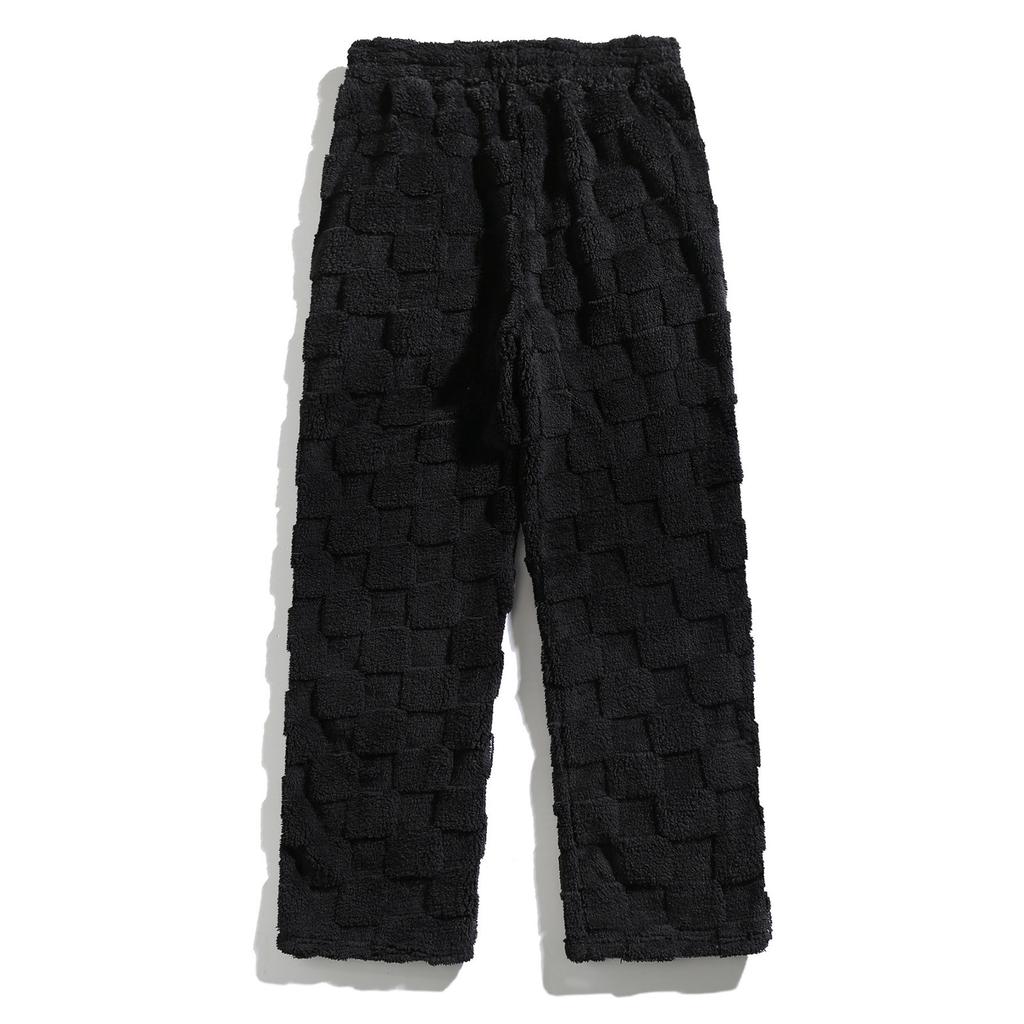 Herren Kordelzug Gerade Kariert Warm Sportlich Lässig Hose