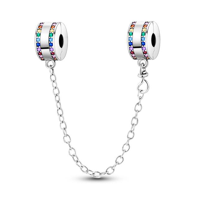 Nový 925 Sterling Silver Sparkling Pav éCrown O Tree Bezpečnostní řetízek Přívěsek Korálky Temperament Náramek Ženy Šperky Dárek