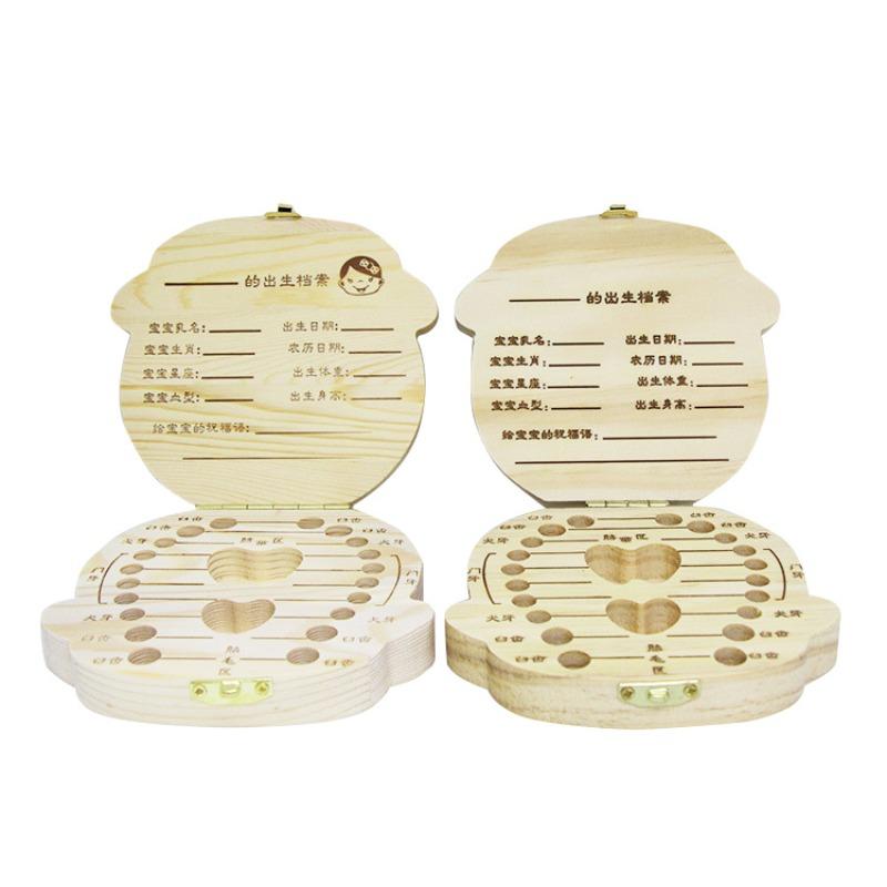 Wooden Children's Dental Deciduous Tooth Collector Organizer Container Kids Milk Teeth Save Gift Odontologia Storage Box