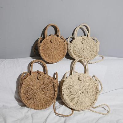 Borsa a tracolla in paglia rotonda alla moda Borsa a tracolla intrecciata in rattan da donna Borsa a tracolla fatta a mano in Boemia Borse da spiaggia per le vacanze