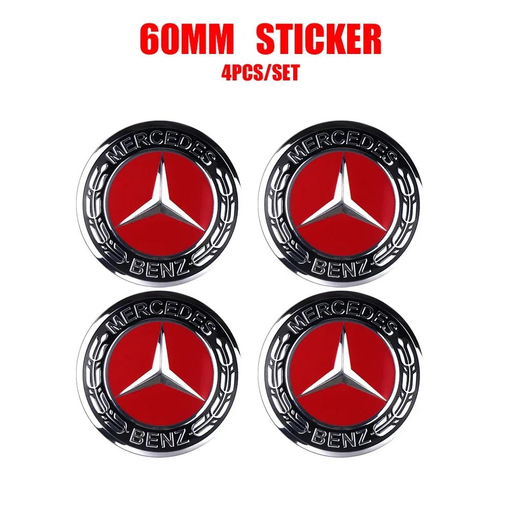 56/60/65mm Bilfelg Senterdeksel Navkapsel Resin Merke Emblemer Klistremerke Dekal Styling Auto Tilbehør Mercedes Benz AMG C260 C300