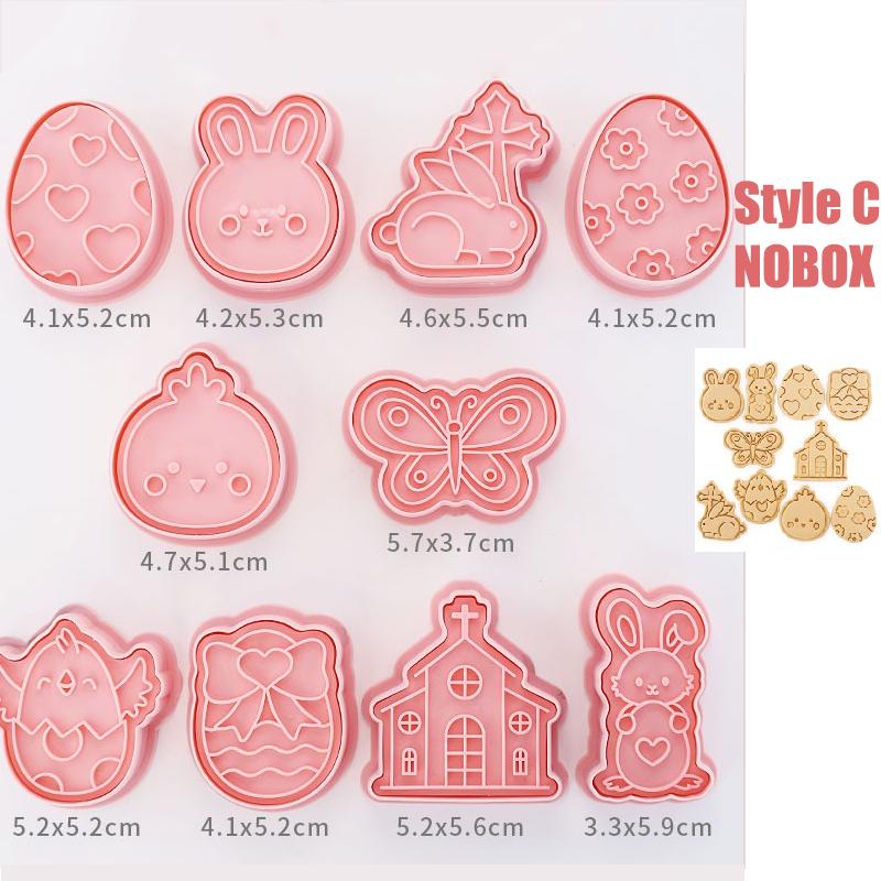 8Pcs DIY Easter Cookie Biscuit Mold Cartoon Bunny Egg Cookie Cutters 3D Rabbit Baking Fondant Mold Stamp Cake Decorating Tools