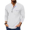 Men's Spring And Solid Color T-shirt Lapel 3 Button Open Placket Button Long Sleeved Top