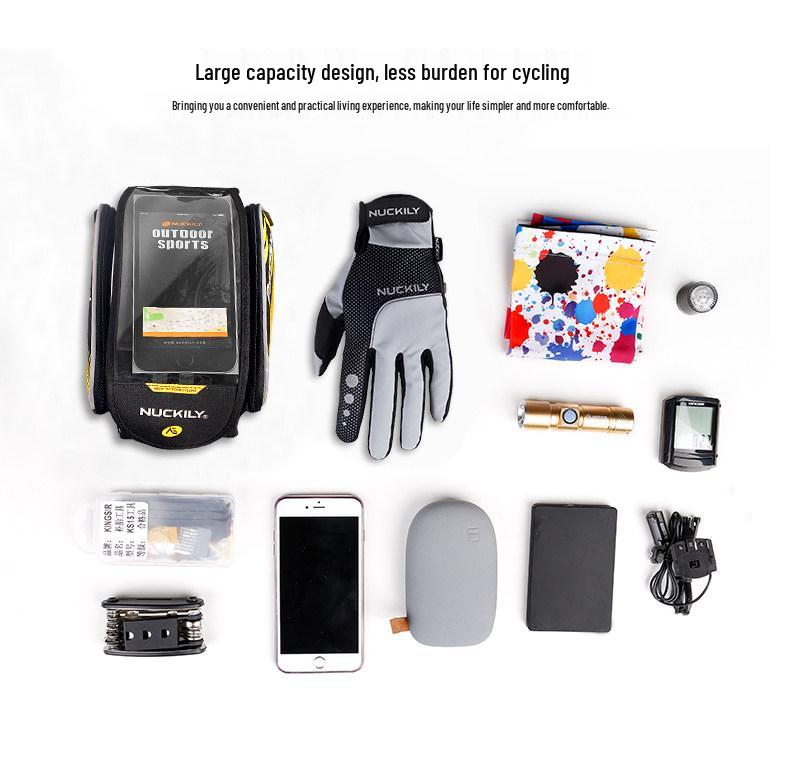 Waterproof Bicycle Front Beam Phone Bag with Touch Screen for Top Tube - Mountain Bike Accessories.