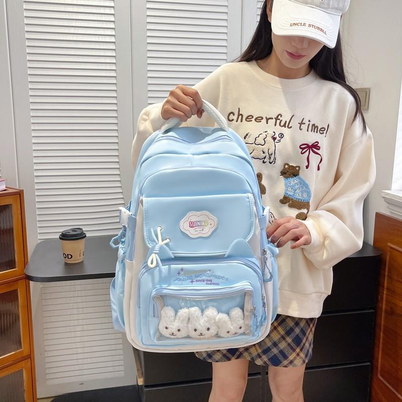 Schultasche klein frisch Schultasche weiblich Mittelschüler große Kapazität transparent Schmerzbeutel Rucksack süß Highschool-Schüler Reise