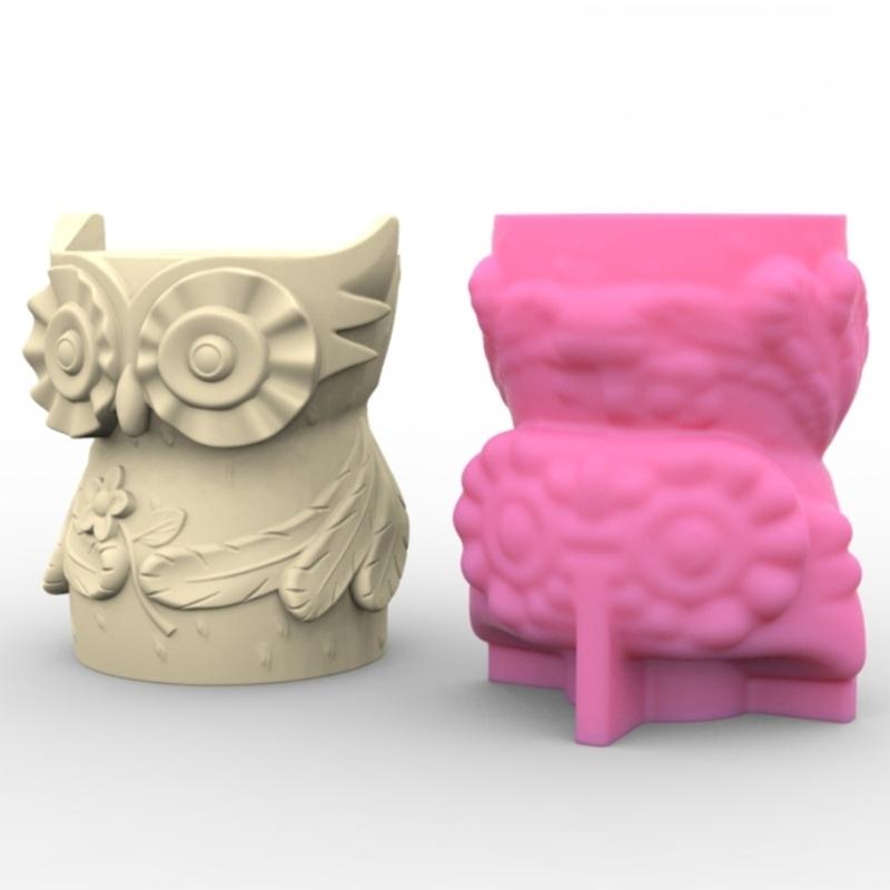Owl Mom Dad Gypsum Flower Pot Silicone Mold Epoxy Resin Casting Mold Succulent Vase Cement Clay Mold Pen Holder Mold