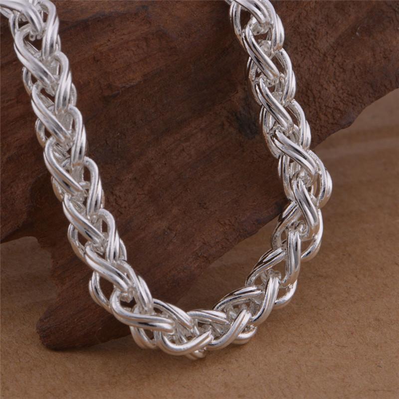Herren verdrehte Creolenkette 20 Zoll einfache geometrische versilberte S925 Silber Halskette Schmuck