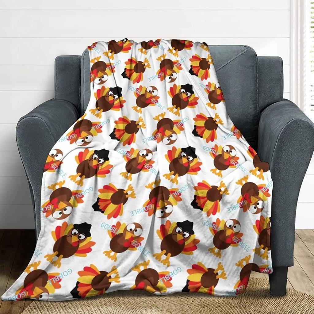 Chicken Flannel Throw Blanket Cartoon Chicken Farm Animals Blanket Lightweight Comfortable Super Soft for Bed Sofa Couch Decor