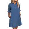 2025 European American Autumn Women's Casual Loose Solid Dress
