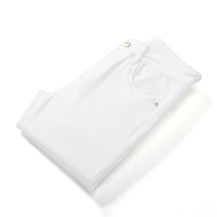 

Весенне-летние мужские джинсы модные узкие девятиточечные длинные брюки трижды защищенные белые повседневные 38 белый