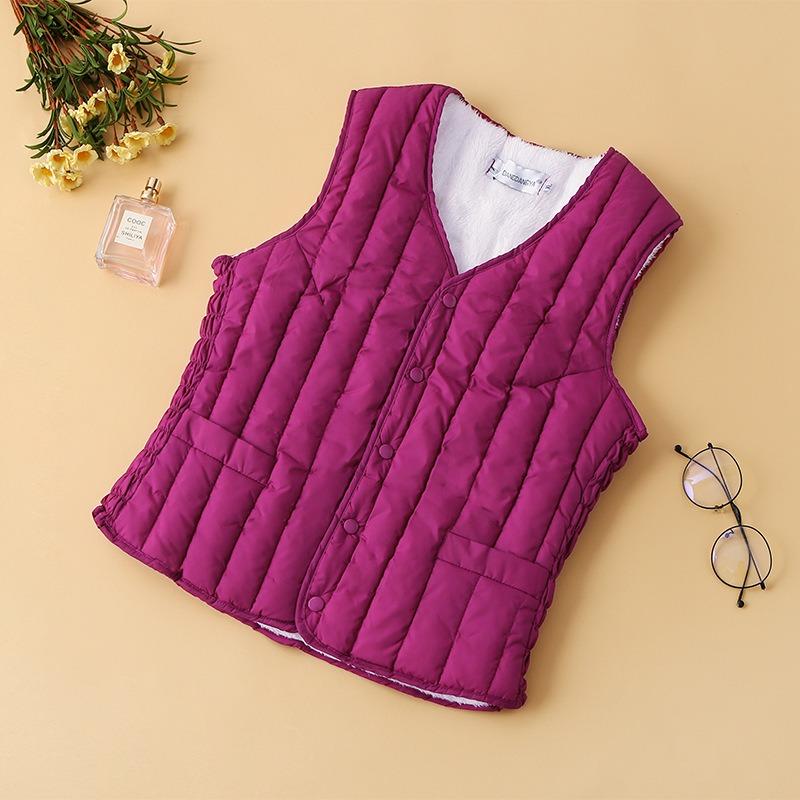 Autumn and Winter Middle-aged Mothers Plus Velvet Warm Cotton  Vest Ladies Vest Lamb Fleece Waistcoat Short