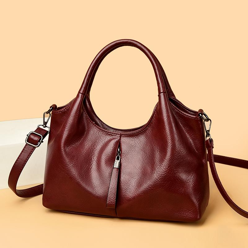 Cross Border Handbag, Women's New Style, Mom's Soft Leather Shoulder Bag, Commuting High-end Feeling, Large Capacity, Versatile