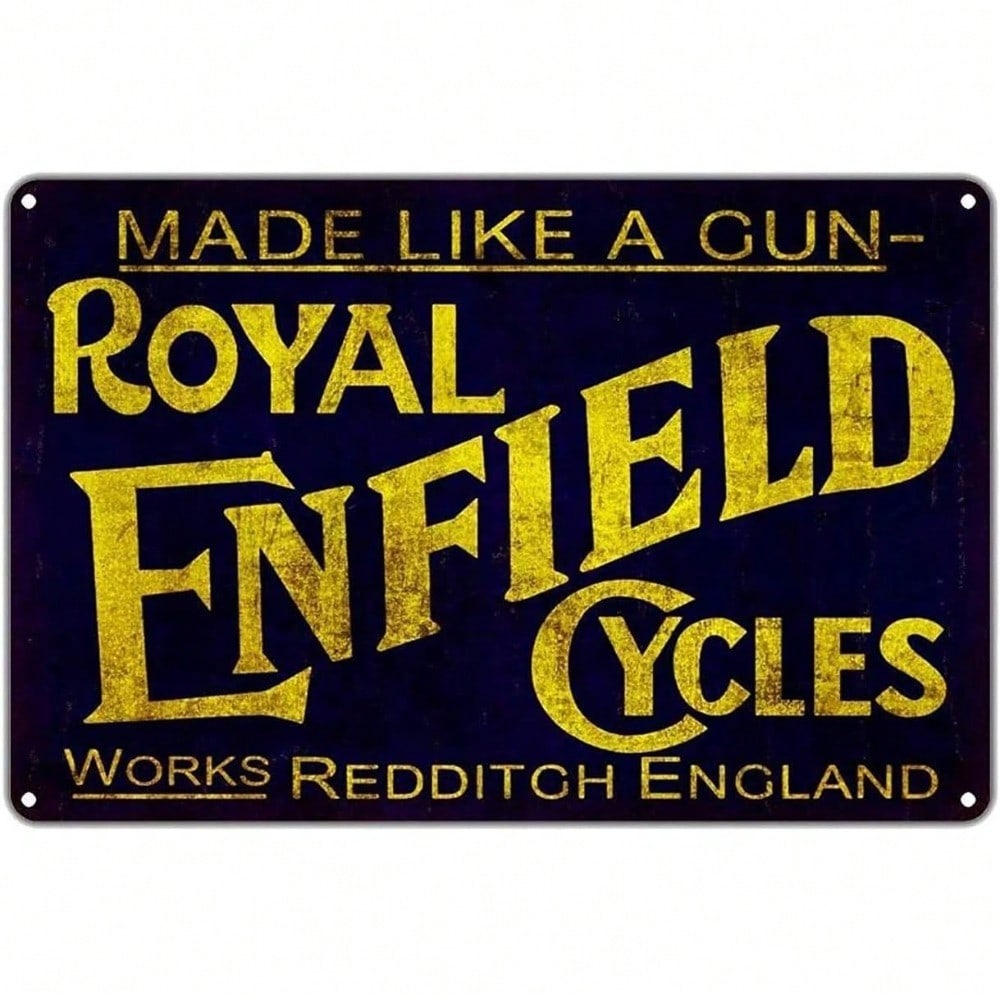 Винтажная металлическая жестяная табличка Royal Enfield Motorcycles Ретро Декор стены гаража 20x30 разноцветный