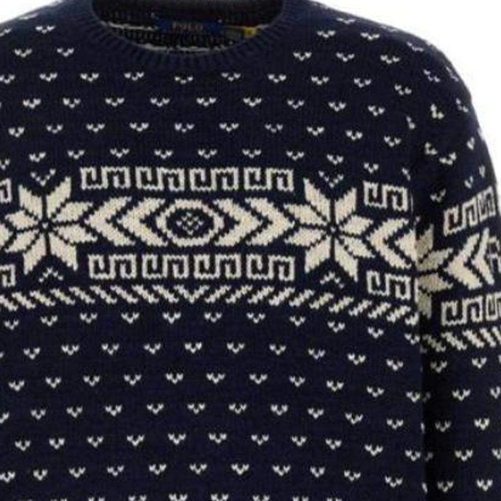 Polo Ralph Lauren Round Neck Drop Shoulder Embroidered Long Sleeve Sweater Men Sweater Dark-Blue 710949304-001