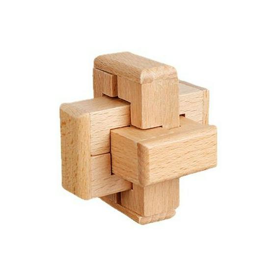 Heart-to-Heart Beechwood Luban Kongming Lock: Challenging Brain-Teaser Puzzle for Adults and Kids