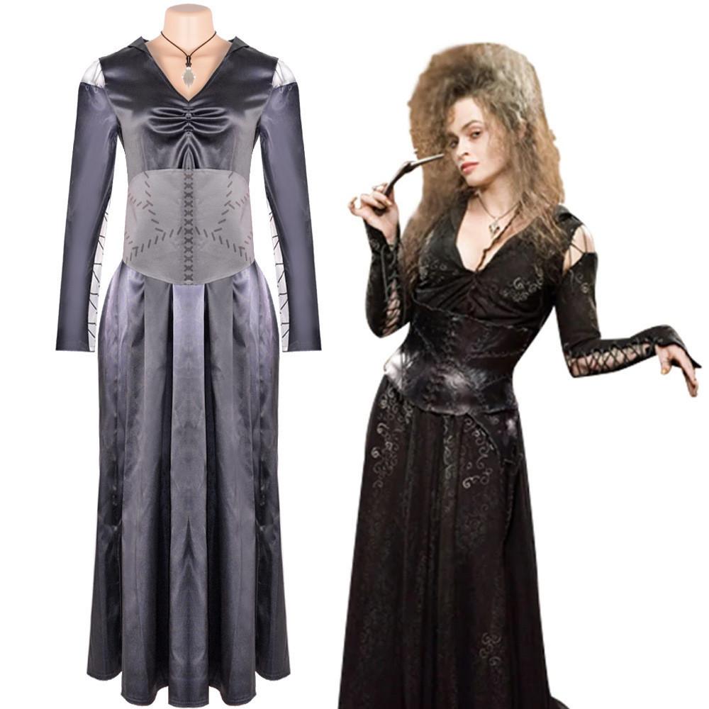 Bellatrix Harry Potter Lestrange Cos Retro Schwarze Königin Cosplay Vintage Outfit