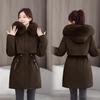Overcomes The Long Korean Version of Loose Cotton-padded Clothes for Women, Adding Velvet and Thickening Waist Cotton-padded Jacket Coat In Winter.