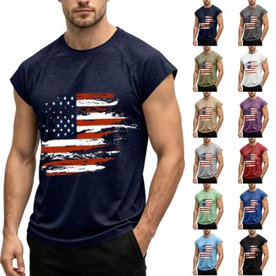 Ärmelloses athletisches Tanktop für Herren mit amerikanischer Flaggen-Grafikdruck, Muscle Fit, lässiges Trainingsshirt für den Sommer