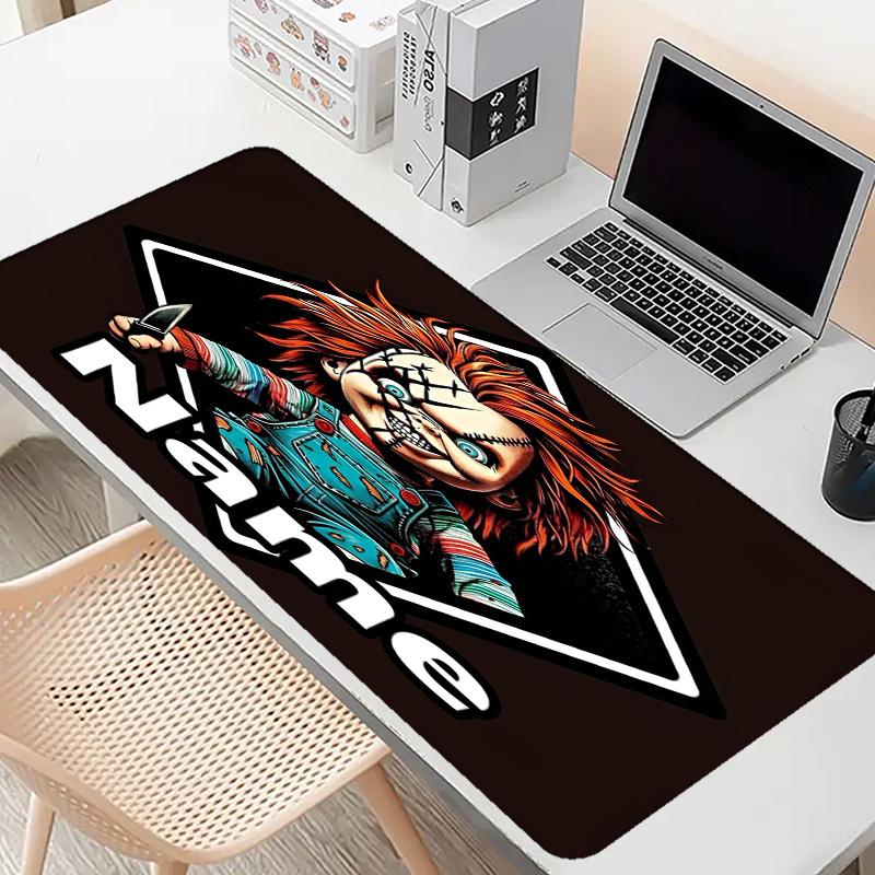 Custom Name Personalized Bride of Chucky Pattern Mousepad, Laptop PC Desk Mat, Decorative Desk Mat for Home Keyboard Pad Gift