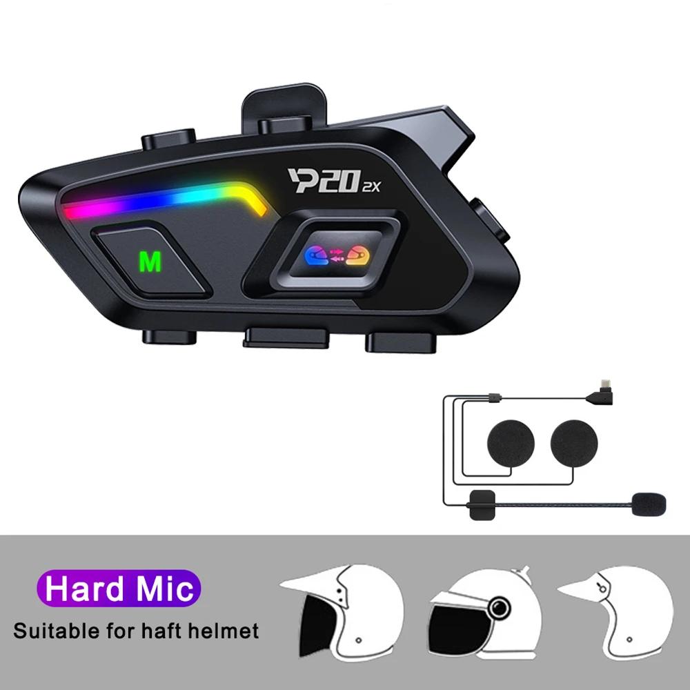 KEBIDUMEI Motorcycle Helmet Headset BT 6.0 500M Half Duplex Intercom Music Sharing IP56 Waterproof 1000mAh With Ambient light