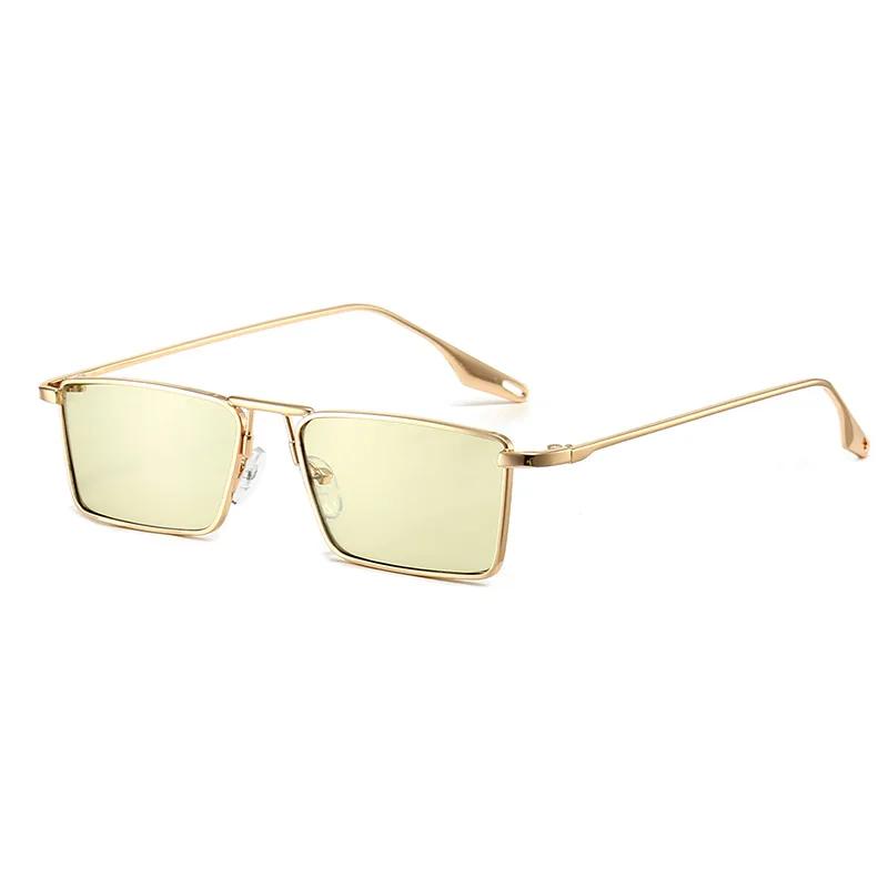 Vintage Narrow Small Sunglasses Woman Luxury Brand Metal Frame Sun Glasses Man Rectangle Driving Eyeglasses Fishing Eyewear