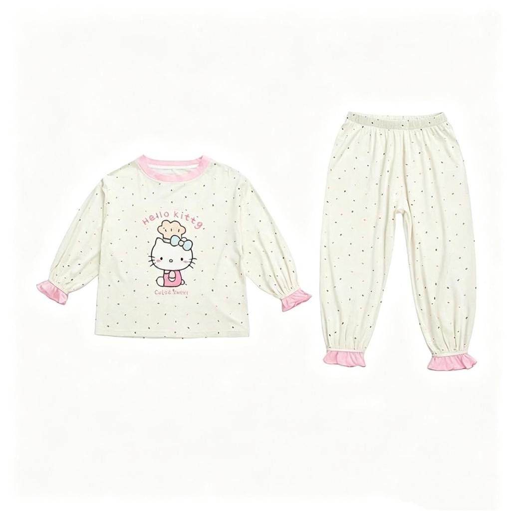 Girls' Thin Long-Sleeve Pajamas - Cute Princess Style, Spring/Autumn Homewear Set
