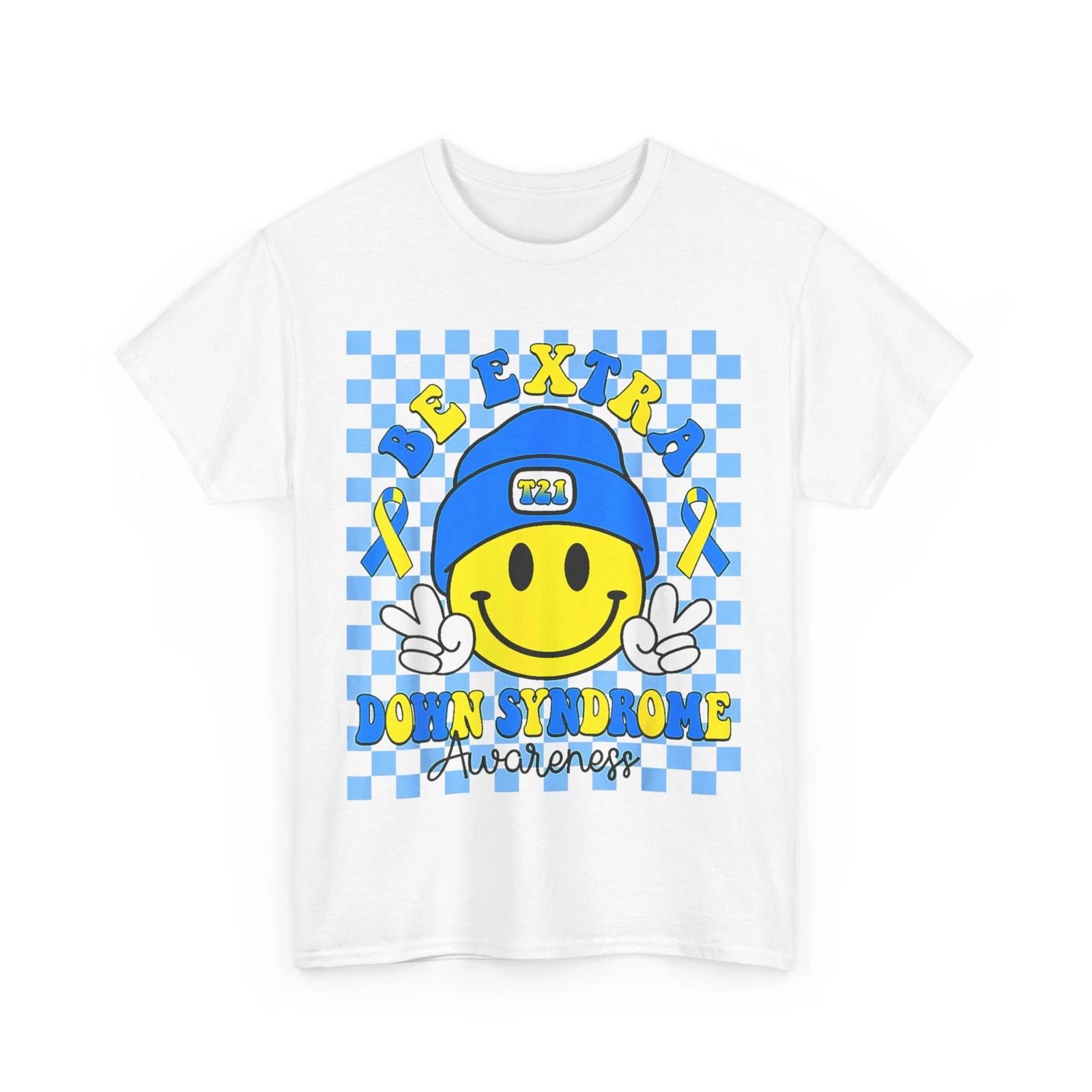 

Down Syndrome Awareness Shirt, Be Extra Yellow And Blue Smile Face Shirt 3XL