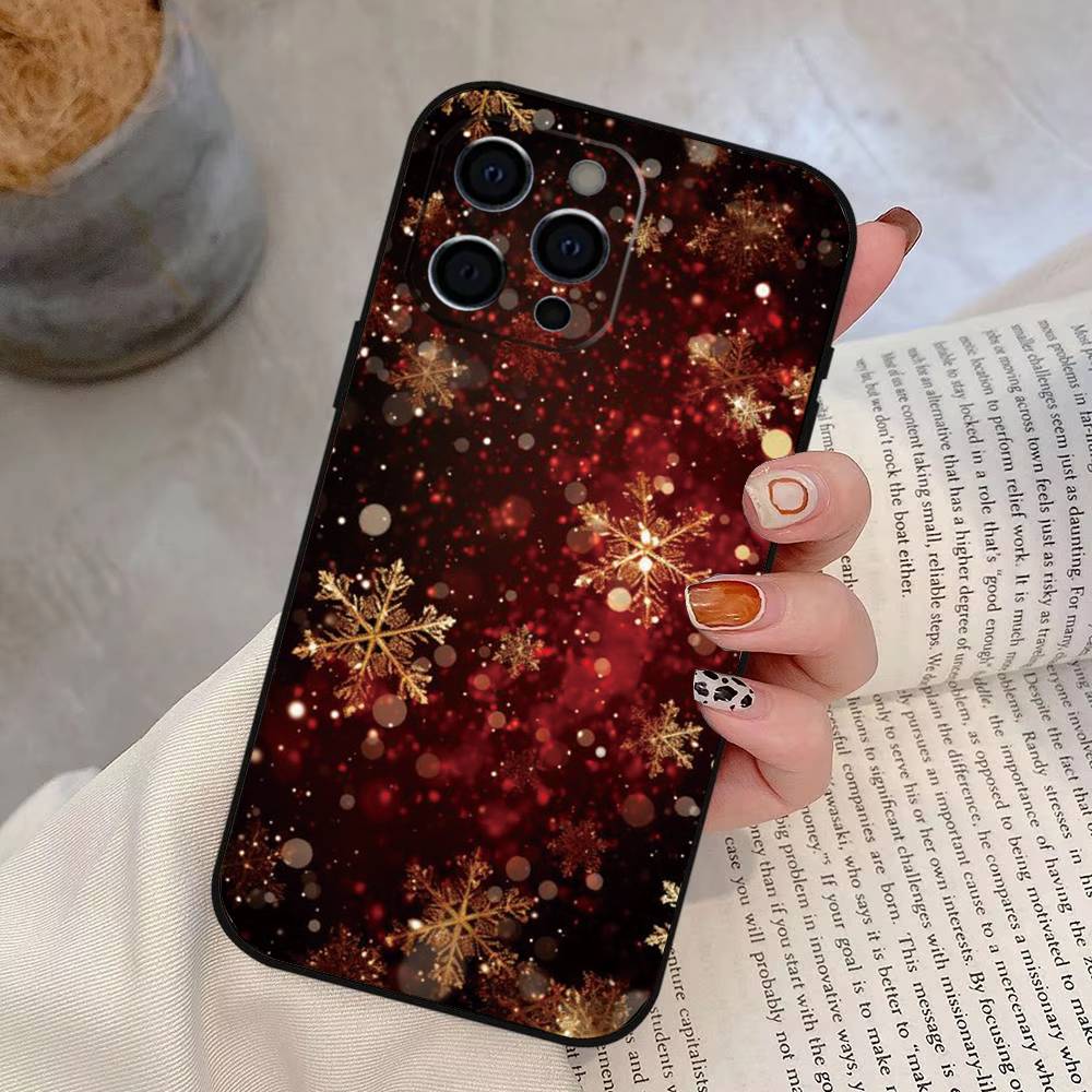 Beautiful Snowflak Phone Case For iPhone 17, 16,15,14,13,12,11 Plus,Pro Max, Others Soft Black Cover