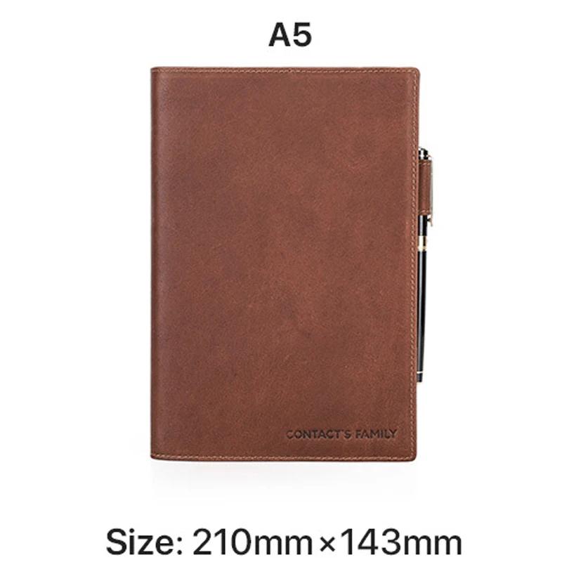 A5/B5 Laptop Notebook Cover Genuine Leather Handmade with Pen Slot Convenient for Business Stationery School Office Supplies