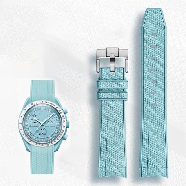 Cinturino Avanzato in Gomma per Orologi Rolex Omega X Swatch Joint MoonSwatch Constellation Sports Cinturino da 20mm Banda con Estremità Curva