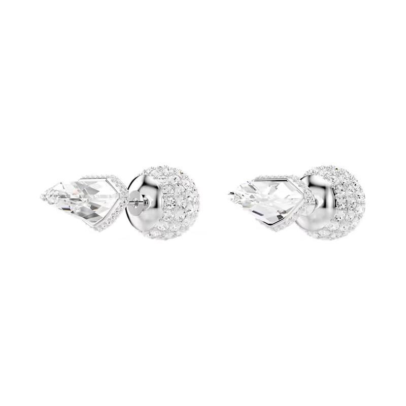 Swarovski Lucent Spherical Pavé Crystal Rhodium Plated Stud Earrings Women's Silver/White 5686483