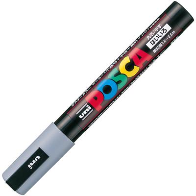 Mitsubishi Pencil Uni Posca Sign Medium Round Pack of 10 Water-Based Pens, Tip, Gray, PC5M.37,