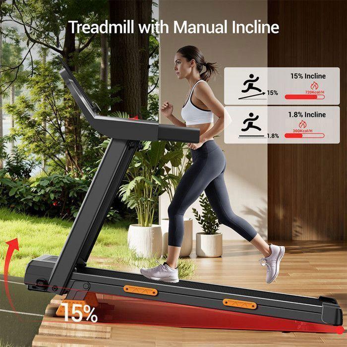 Foldable Treadmill - ROBORE - SF20 - 0–15% Incline - Quiet 3.0 HP Motor - Triple Cushioning
