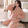 Pajamas Women'S Winter Coral Fleece Thickened Fleece Women'S Autumn And Winter Flannel Winter Can Be Worn Outside Loungewear Suit