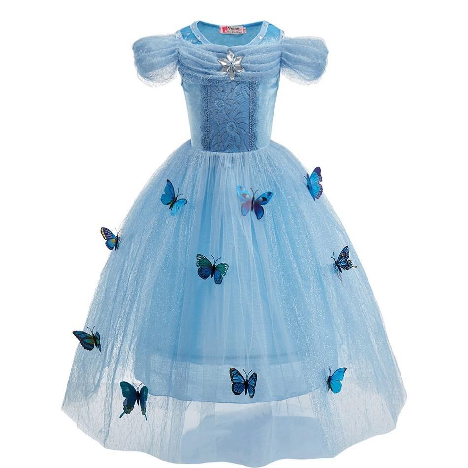 Little Girl Cinderella Dress Rapunzel Belle Halloween Costume Kid Birthday Party Christmas Fancy Evening Dress 2-10 Years