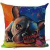 Federa per Cuscino in Lino Stampata Bulldog Francese Divertente Decorazione per la Casa Federa per Cuscino Decorazione Soggiorno Cuscini Decorativi 45X45Cm