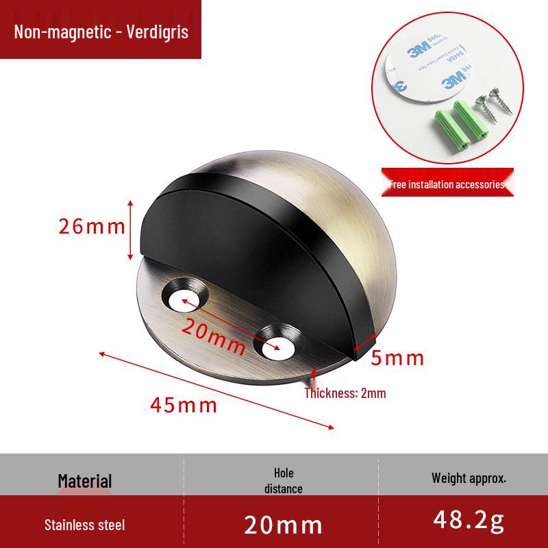 No-Drill Anti-Collision Rubber Door Stopper for Glass Doors - Hole-Free, Anti-Theft, Turtle Top Design