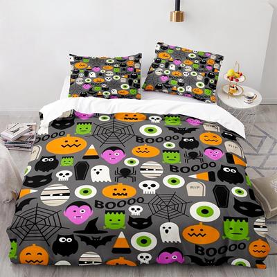 Neues 3D-Druck Halloween Boo Cartoon Bettwäscheset, Bettbezug Bettset Steppdeckenbezug Kissenbezug, King Queen Einzelgröße Jungen Mädchen Erwachsene