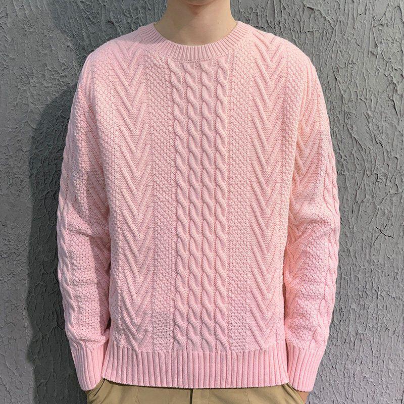 2025 Herbst/Winter Herren Grobstrick Zopfmuster Strickjacke - Koreanischer Stil Locker Strickware für Paare