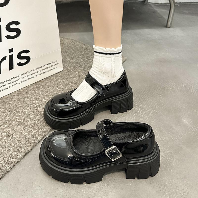 Damskie buty Mary Jane na grubym obcasie, wiosenne nowości, okrągły nosek, płytkie wycięcie, krzesło z platformą, antypoślizgowe obcasy