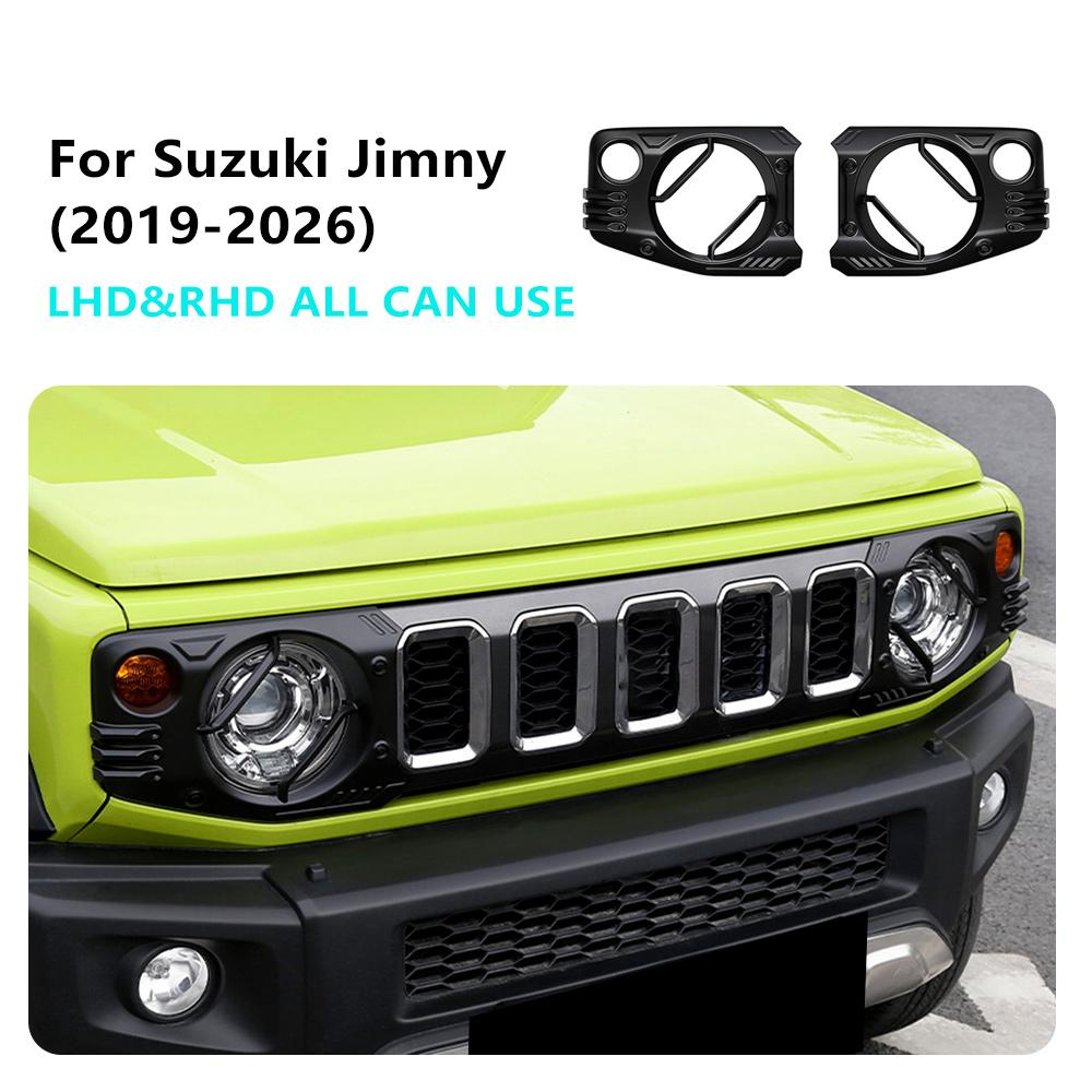 Headlight Trim Cover For Suzuki Jimny 2019 2020 2021-2026 Eye Lid Frame Exterior Decoration Car Accessories Carbon Fiber Look