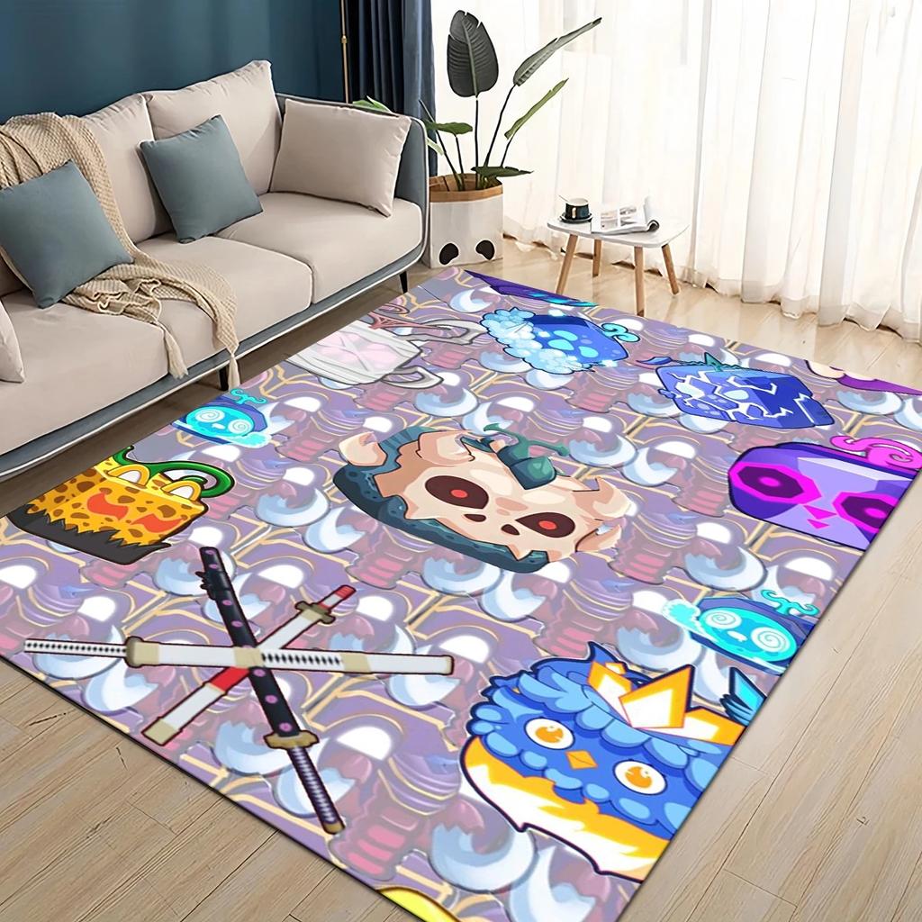 3D B-Blox Fruit 27 Style New Cartoon Carpet Rug for Living Room Bedroom Home Sofa Decoration,Kids Play Non-slip Floor Mat