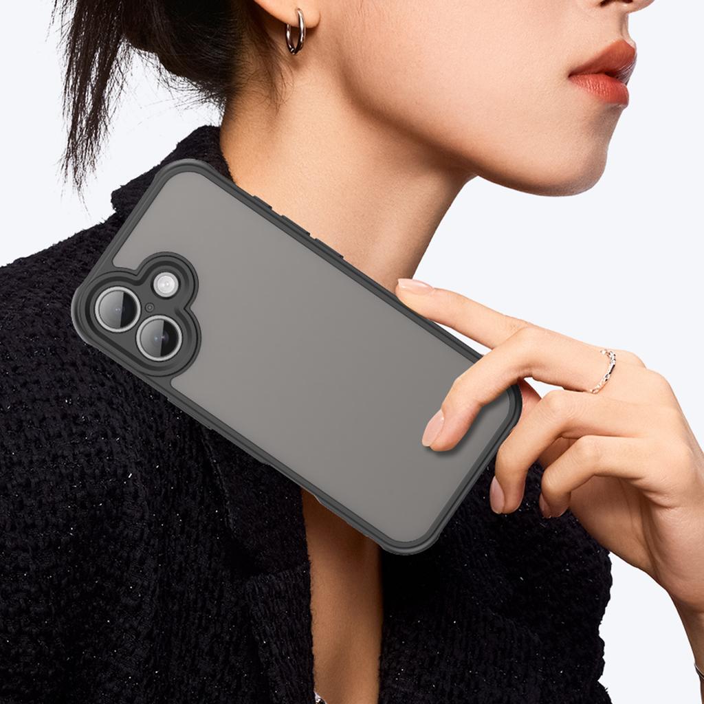 WANLONFENG FD Series For iPhone 17 Case with Screen Film,Skin Touch TPU PC Phone Back Cover