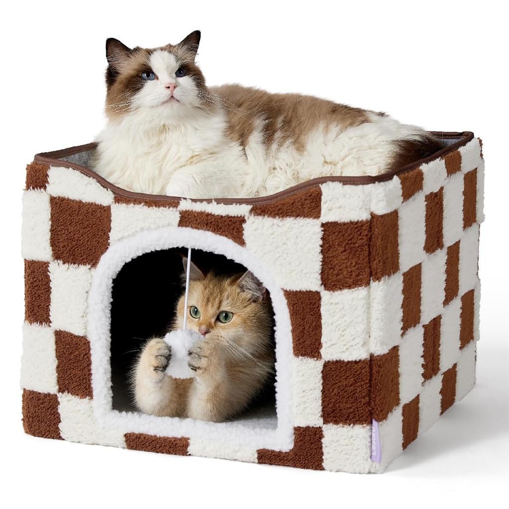 Lesure Cat Cat Cat with Toy Cute and Stylish Cat for Cats and Small Pet Supplies House, Bed, House, Square, Foldable, Space-Saving, Non-Slip, Ball,