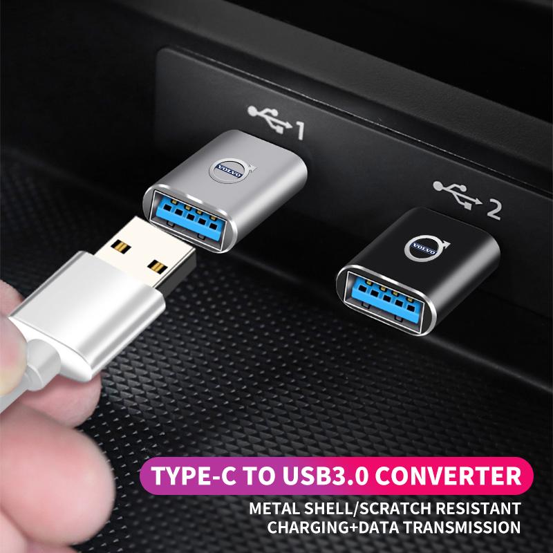 Type C To USB Port Converter Charging Cable Adapter For Volvo XC-Classic V60 V40 XC90 S60 XC60 V70 S90 XC40 V90 C40 S40 S80L