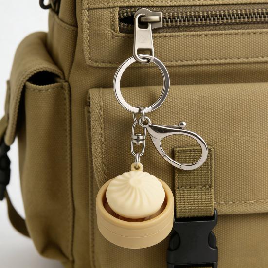 Simuliertes Knödel-Klicker-Spielzeug Dekompressions-Schlüsselanhänger Fidget-Spielzeug Knopf Gedämpftes Brötchen Homeoffice-Arbeiter Angst Stress