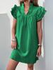 Summer Style Loose Straight Dress - Casual Vacation Stand Collar Solid Color European and American Fashion