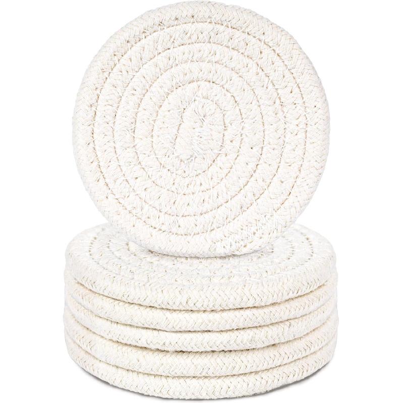 DomeStar Drink Coasters Set of 6, 3.5 Inch, Boho Furniture and Modern Farmhouse Decor Drink Coasters, Minimalist Non-Slip Tabletop Protection
