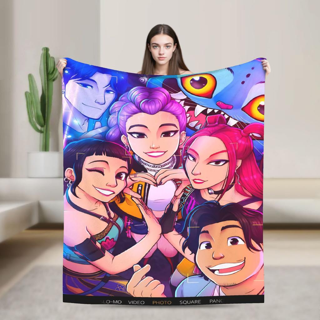K-KPop Demons Hunters Blanket  Soft Fluffy Plush Throw Blanket For Children Living Room Flannel Bedspread Bed Cover